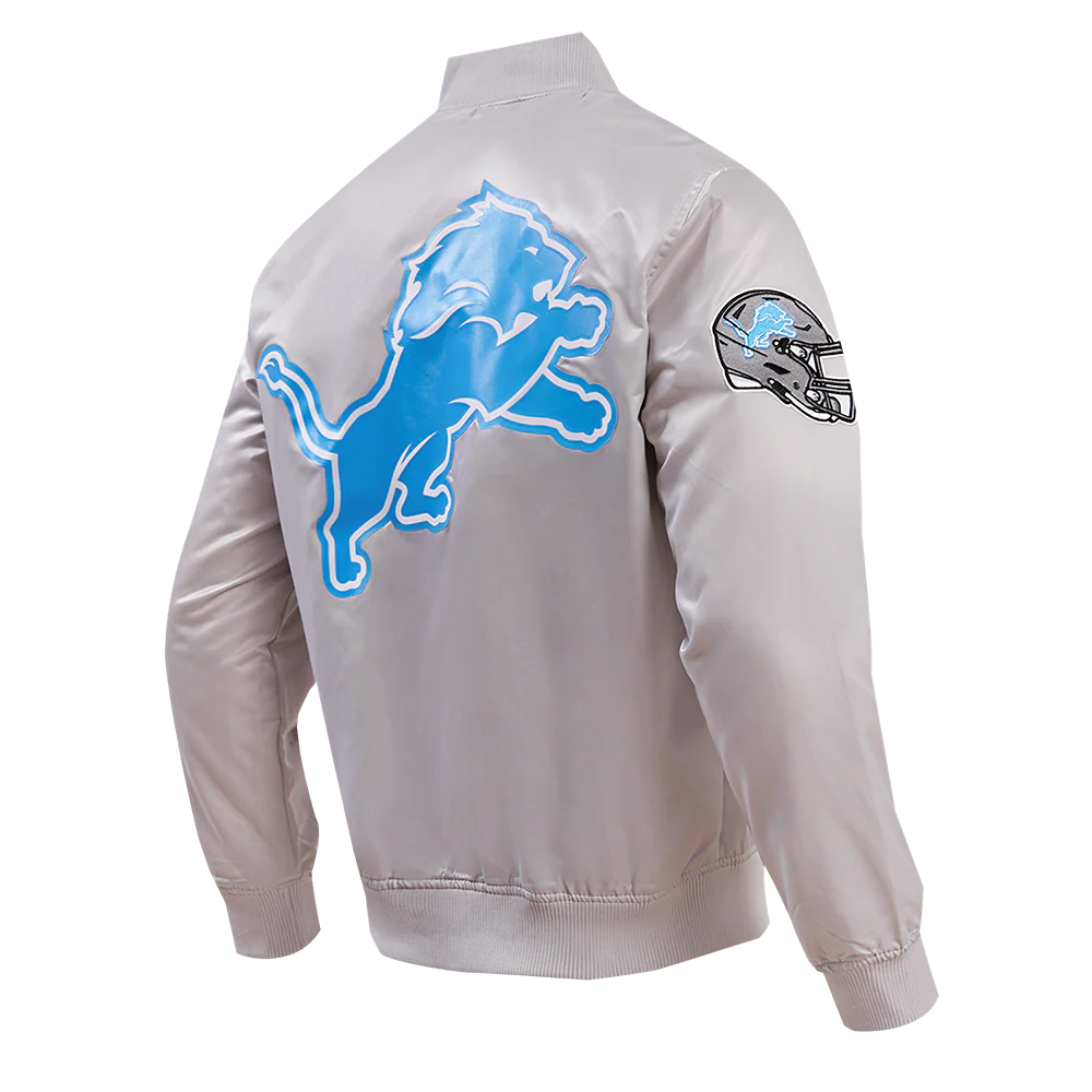 NFL DETROIT LIONS BIG LOGO MEN'S SATIN JACKET (SILVER) - Image 4