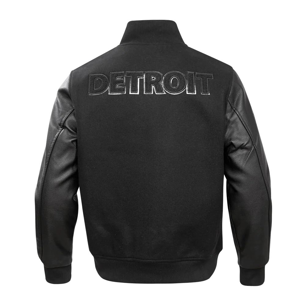 NFL DETROIT LIONS TRIPLE BLACK MEN'S MEN'S WOOL VARSITY JACKET (TRIPLE BLACK) - Image 7