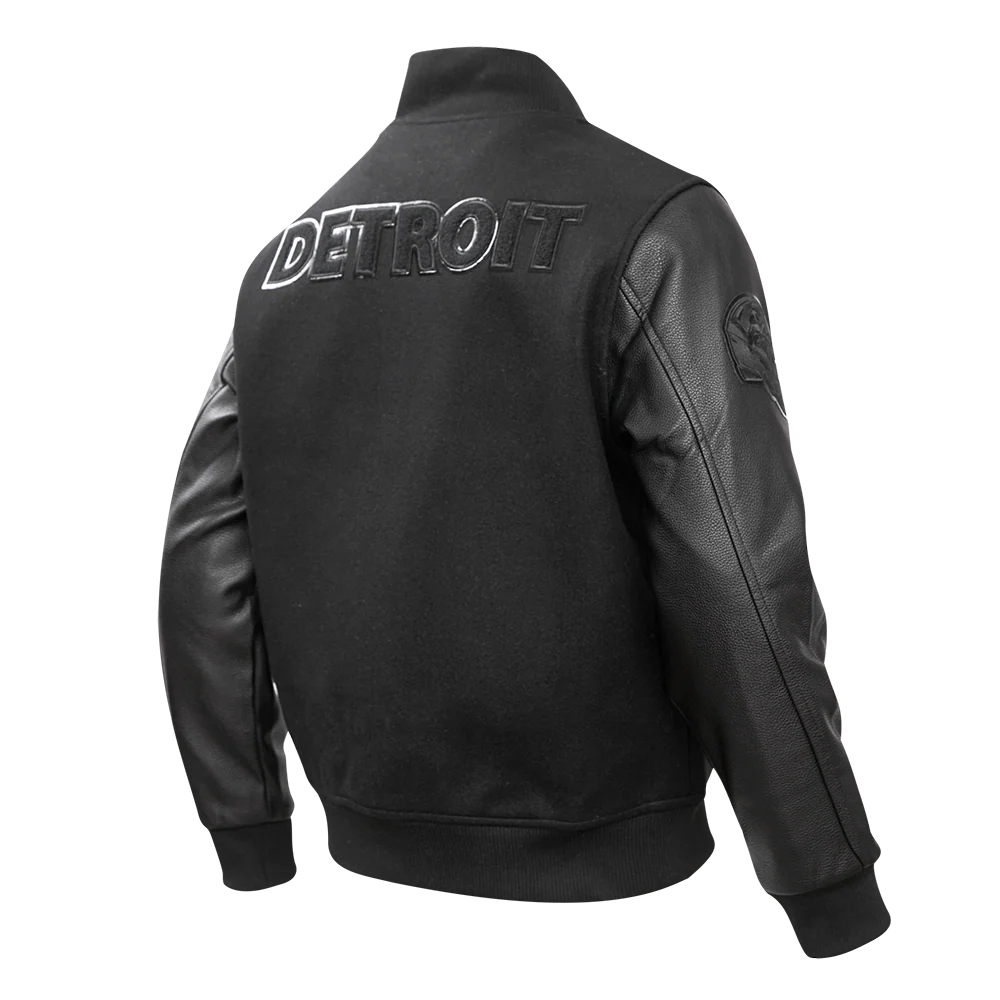 NFL DETROIT LIONS TRIPLE BLACK MEN'S MEN'S WOOL VARSITY JACKET (TRIPLE BLACK) - Image 8