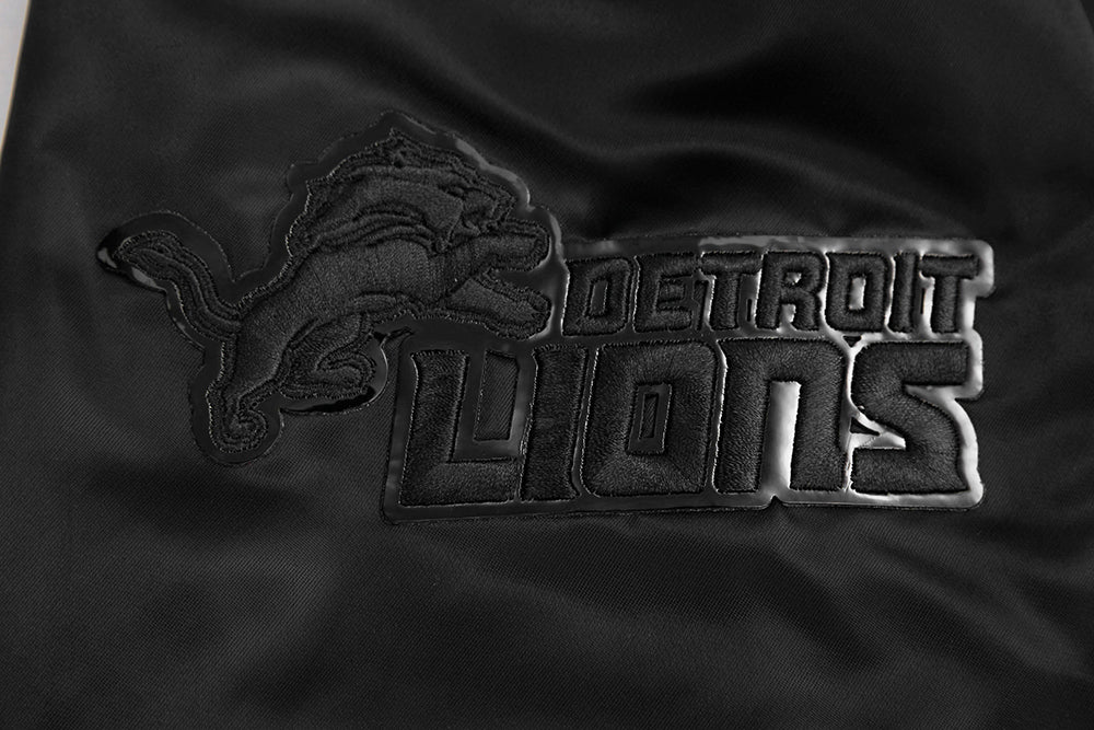 NFL DETROIT LIONS TRIPLE BLACK MEN'S SATIN JACKET (TRIPLE BLACK) - Image 7