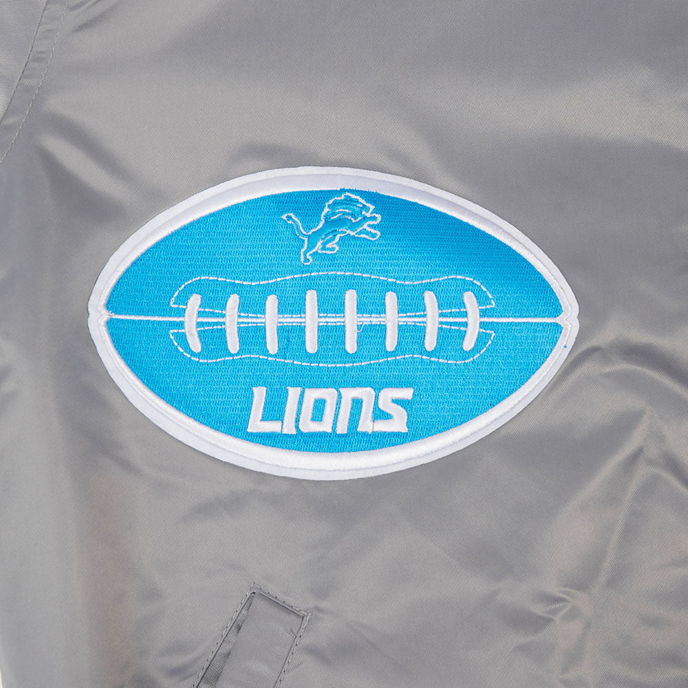 NFL DETROIT LIONS OLD ENGLISH MEN'S RIB SATIN JACKET (GRAY) - Image 4