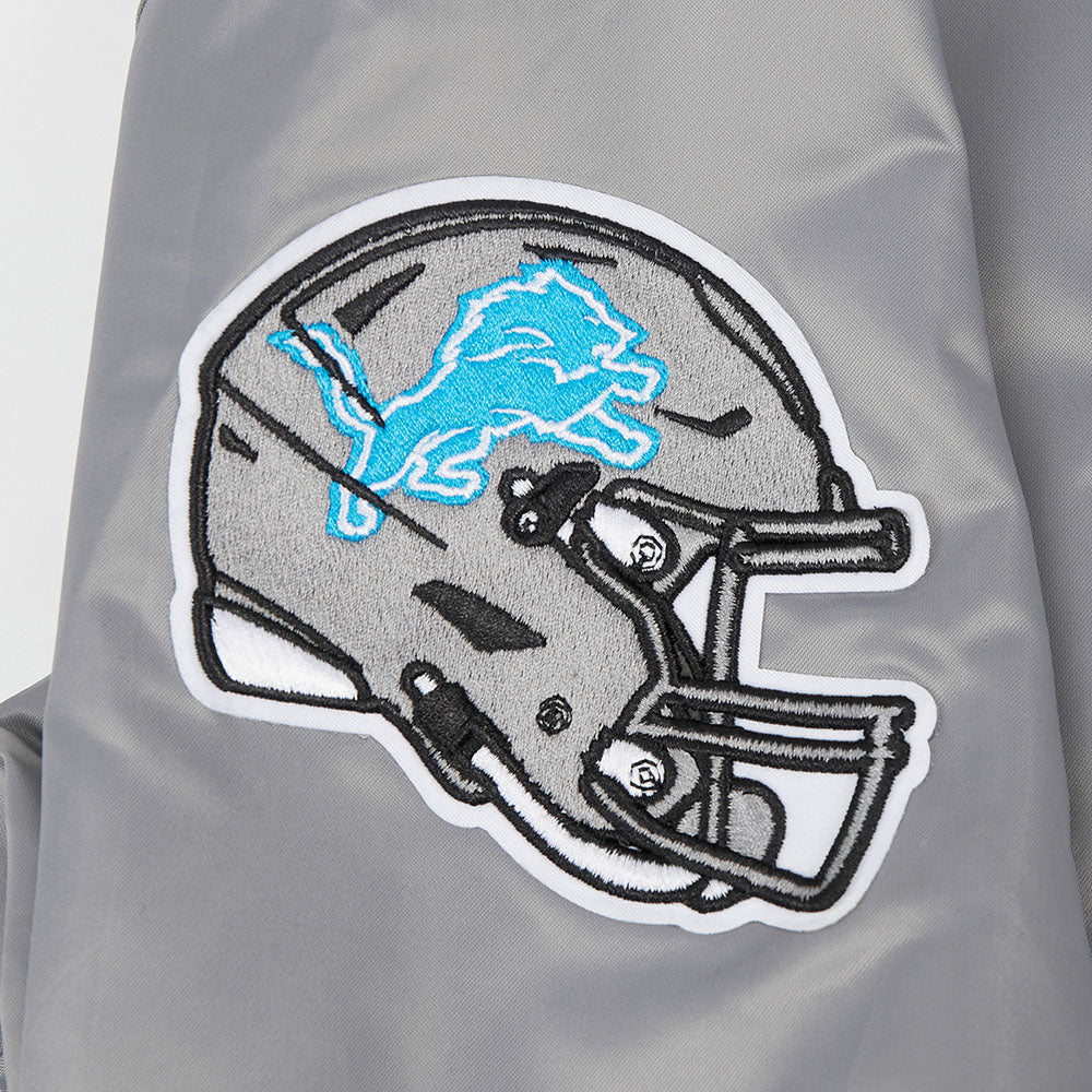 NFL DETROIT LIONS OLD ENGLISH MEN'S RIB SATIN JACKET (GRAY) - Image 5