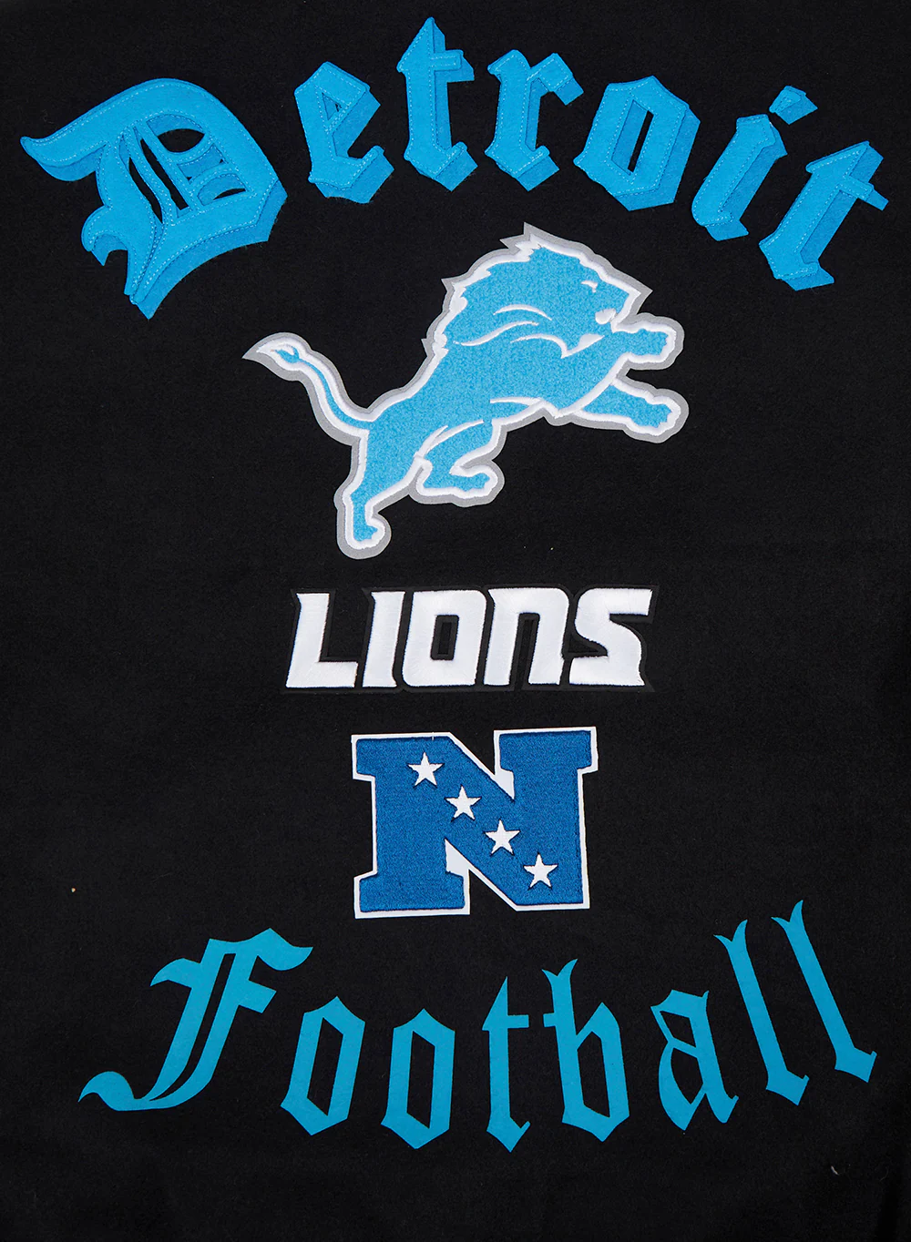 NFL DETROIT LIONS OLD ENGLISH MEN'S RIB WOOL VARSITY JACKET (BLACK/WHITE) - Image 5