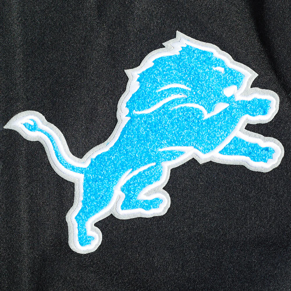 NFL DETROIT LIONS AREA CODE MEN'S RIB WOOL VARSITY JACKET (BLACK) - Image 8