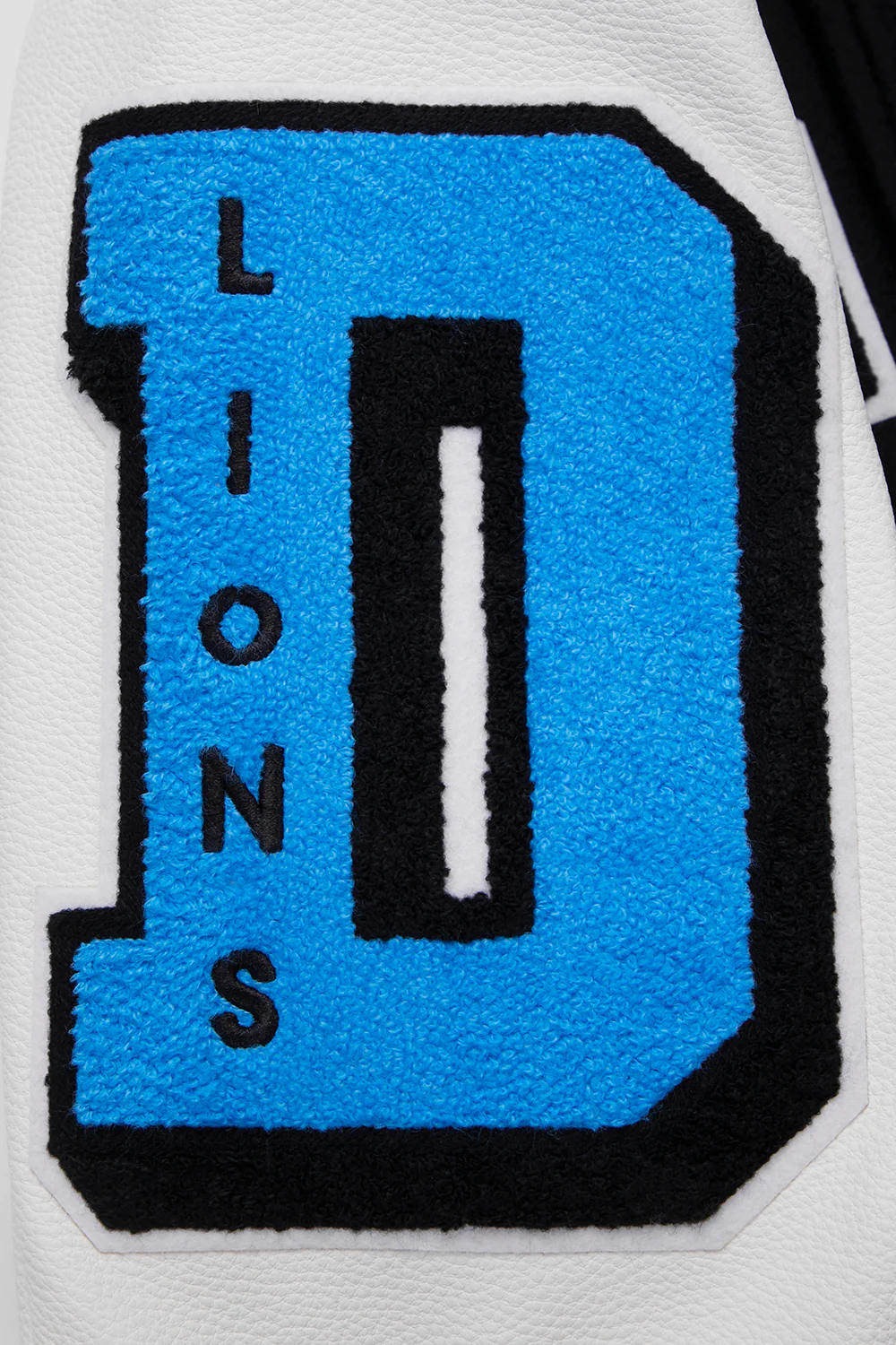 NFL DETROIT LIONS MASHUP MEN'S RIB WOOL VARSITY JACKET (BLACK/WHITE) - Image 18