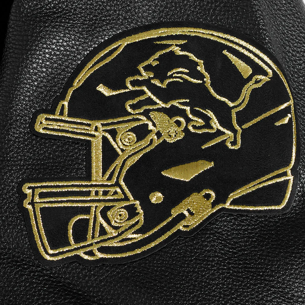 NFL DETROIT LIONS BLACK & GOLD MEN'S WOOL VARSITY JACKET (JET BLACK) - Image 7