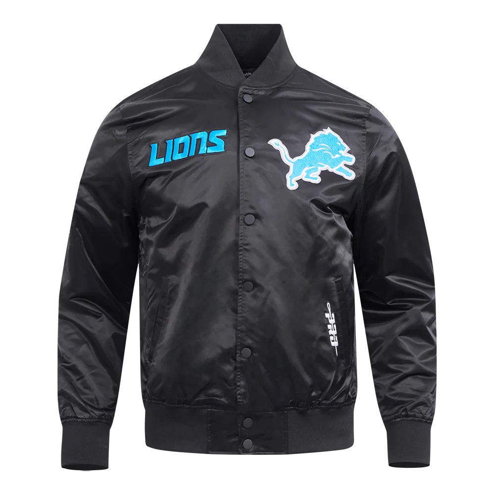 NFL DETROIT LIONS SOUVENIR MEN'S SATIN JACKET (BLACK) - Image 3