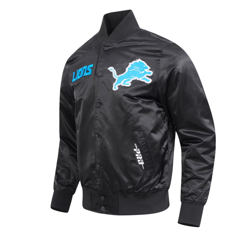 NFL DETROIT LIONS SOUVENIR MEN'S SATIN JACKET (BLACK) - Image 4