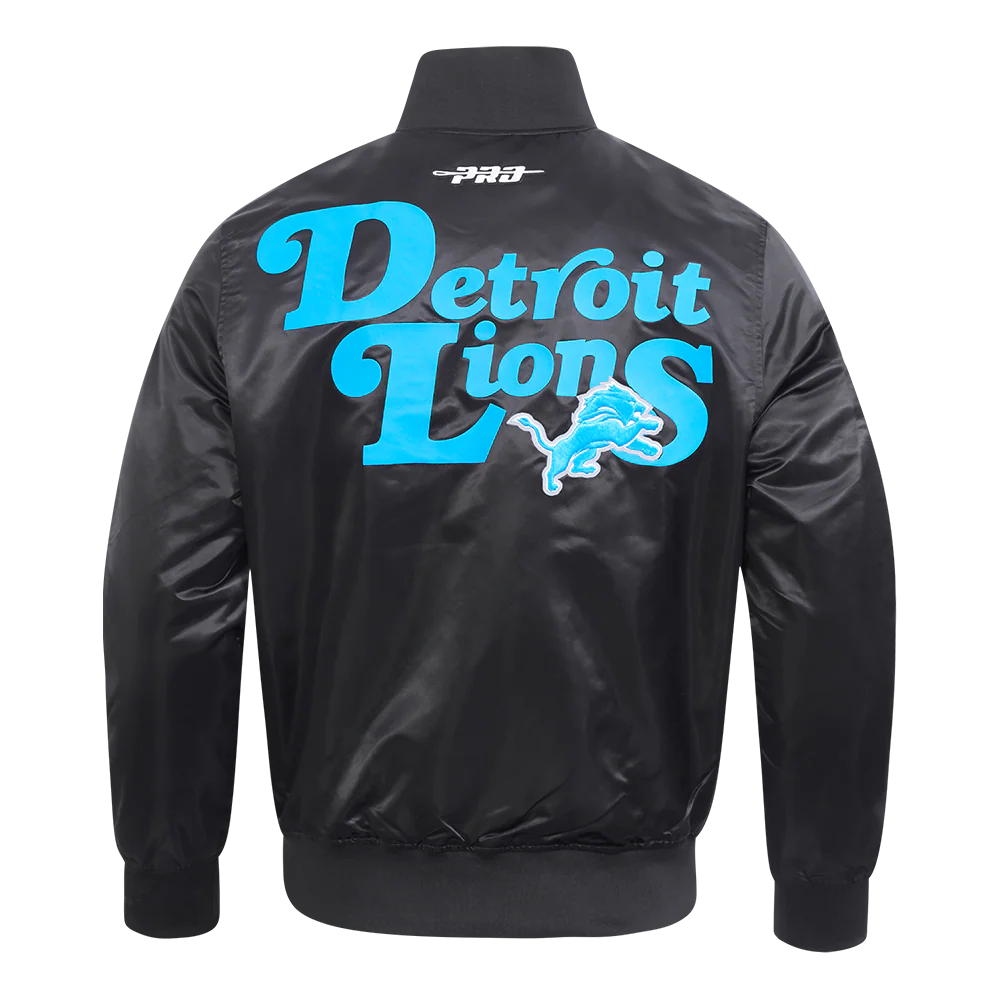 NFL DETROIT LIONS SOUVENIR MEN'S SATIN JACKET (BLACK) - Image 7