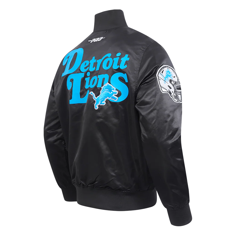 NFL DETROIT LIONS SOUVENIR MEN'S SATIN JACKET (BLACK) - Image 8