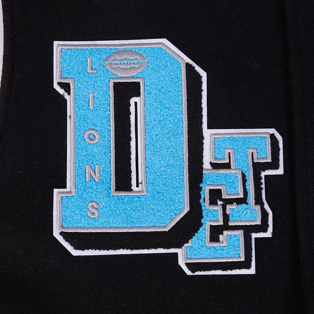 NFL DETROIT LIONS BEST OF MEN'S RIB WOOL VARSITY JACKET (BLACK/WHITE) - Image 21