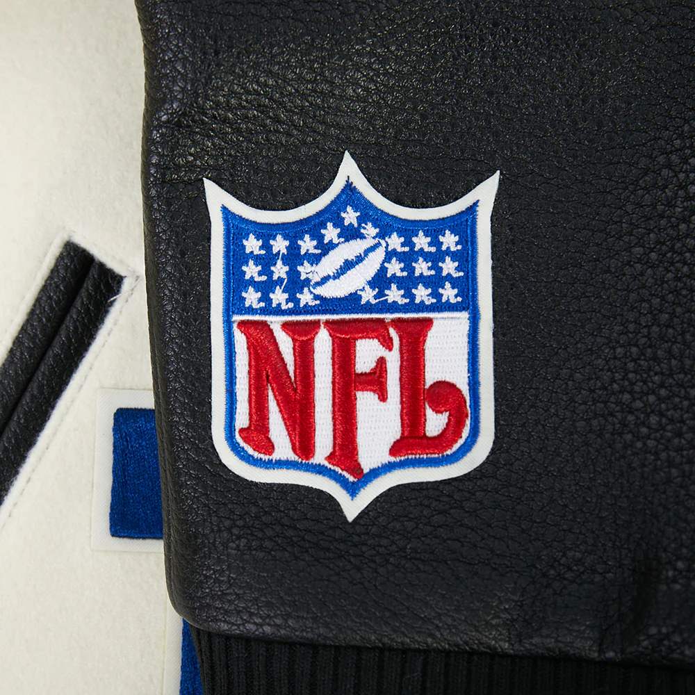 NFL DETROIT LIONS MODERN ORIGINALS MEN'S RIB WOOL VARSITY JACKET (EGGSHELL/ BLACK) - Image 12