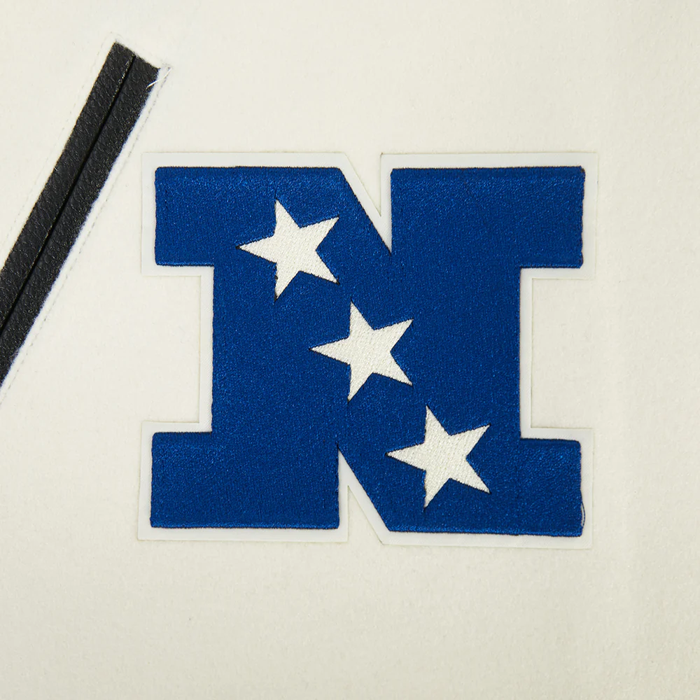 NFL DETROIT LIONS MODERN ORIGINALS MEN'S RIB WOOL VARSITY JACKET (EGGSHELL/ BLACK) - Image 8