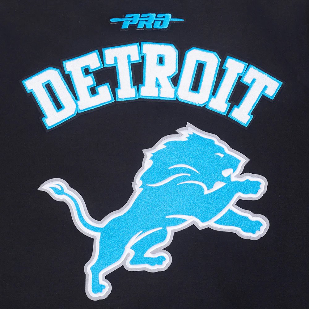 NFL DETROIT LIONS PRO GAME DAY MEN'S DBL KNIT JACKET (BLACK/SILVER/WHITE) - Image 5
