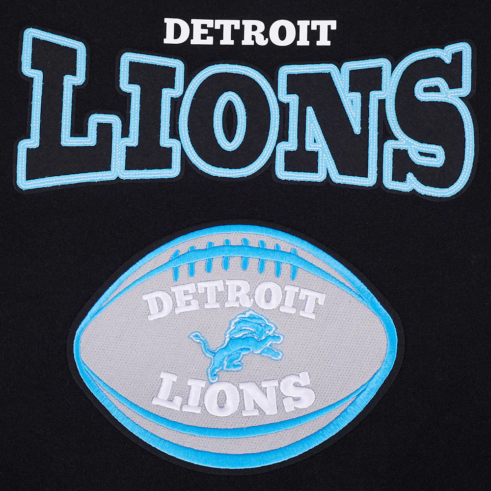 NFL DETROIT LIONS DAY ONE MEN'S VARSITY JACKET (BLACK/WHITE) - Image 10