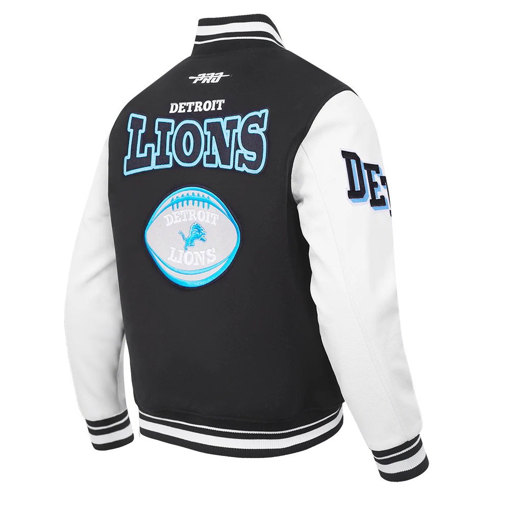 NFL DETROIT LIONS DAY ONE MEN'S VARSITY JACKET (BLACK/WHITE) - Image 4