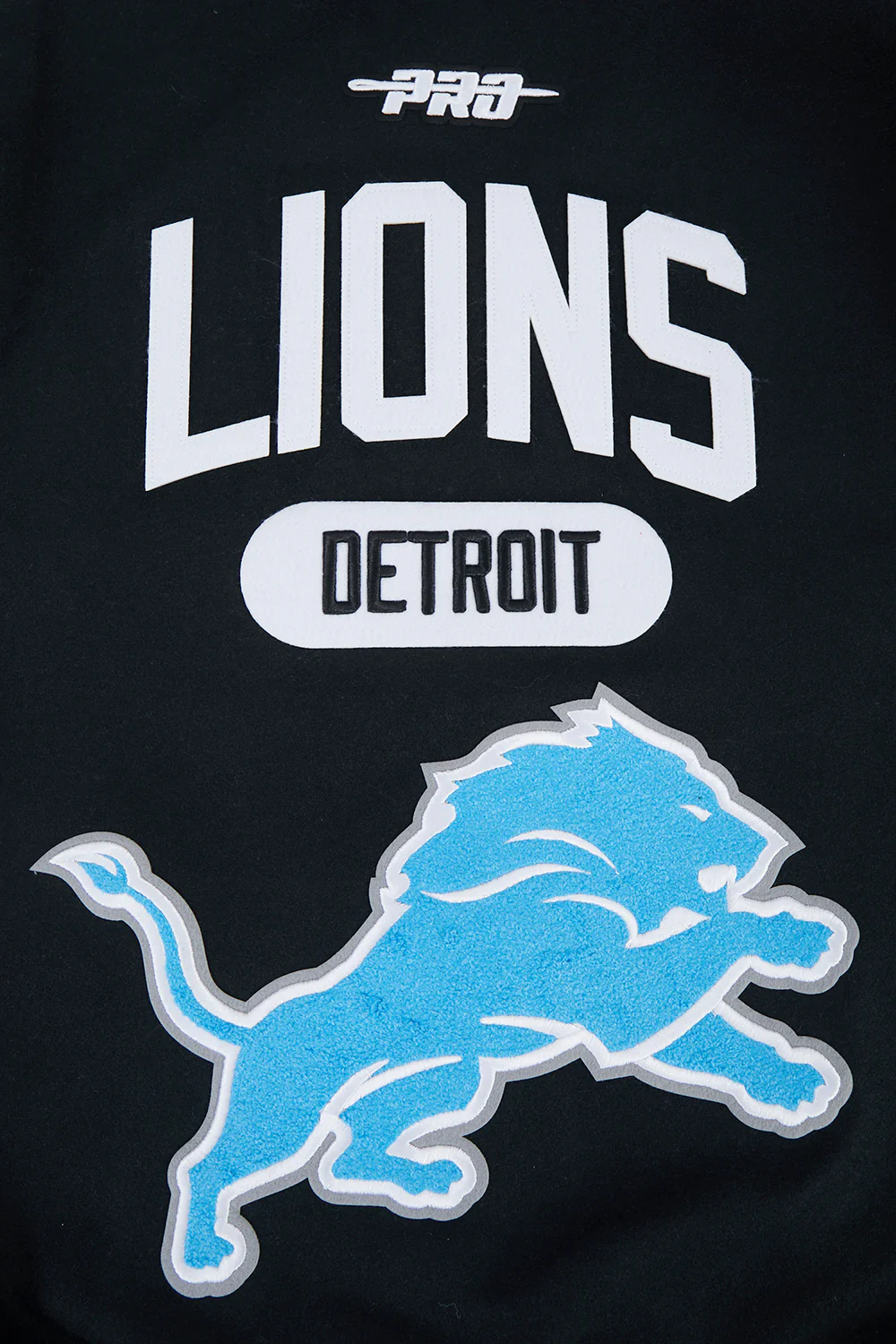 NFL DETROIT LIONS LETTERMAN MEN'S VARSITY JACKET (BLACK/WHITE) - Image 11