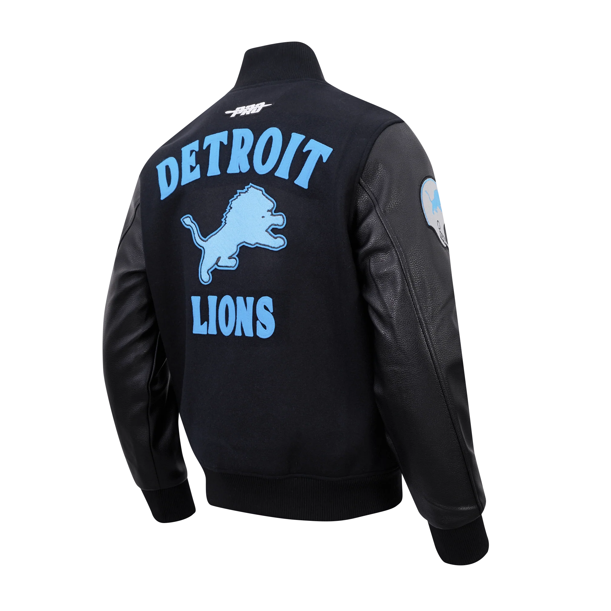NFL DETROIT LIONS FIRST TEAM MEN'S VARSITY JACKET (JET BLACK) - Image 4