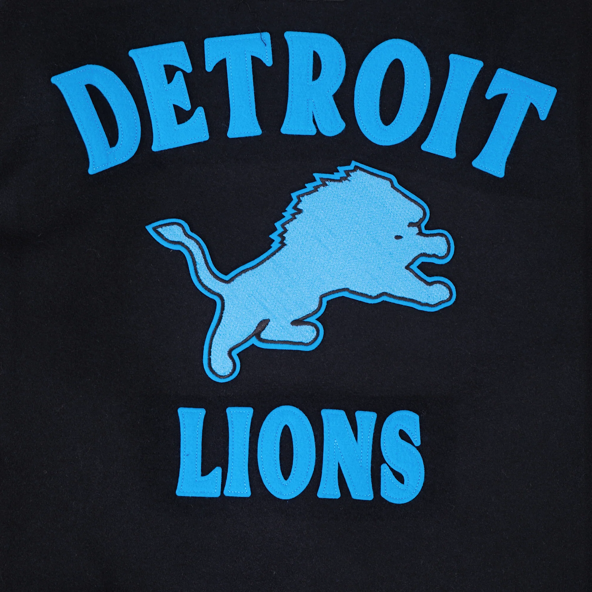 NFL DETROIT LIONS FIRST TEAM MEN'S VARSITY JACKET (JET BLACK) - Image 5