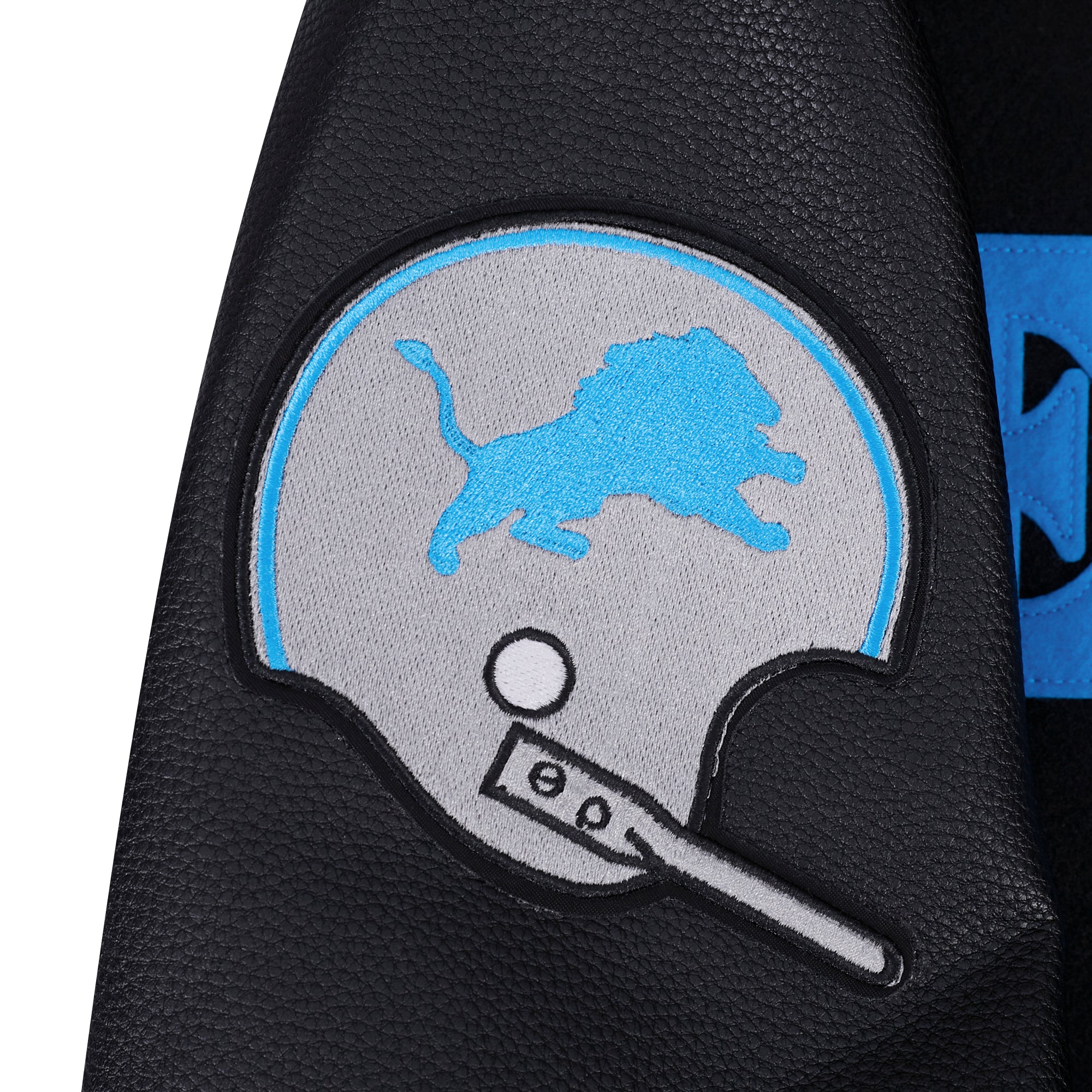 NFL DETROIT LIONS FIRST TEAM MEN'S VARSITY JACKET (JET BLACK) - Image 9