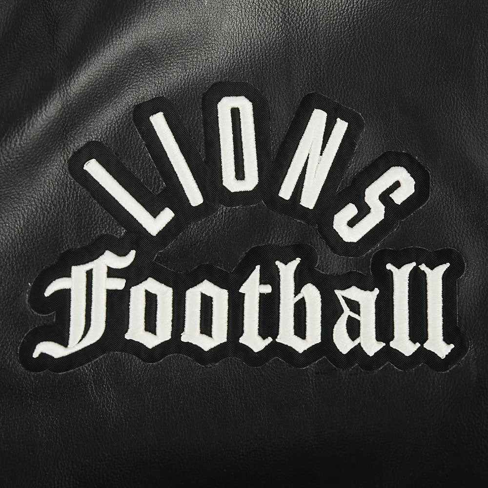 NFL DETROIT LIONS MODERN ORIGINALS MEN'S LEATHER VARSITY JACKET (JET BLACK) - Image 8