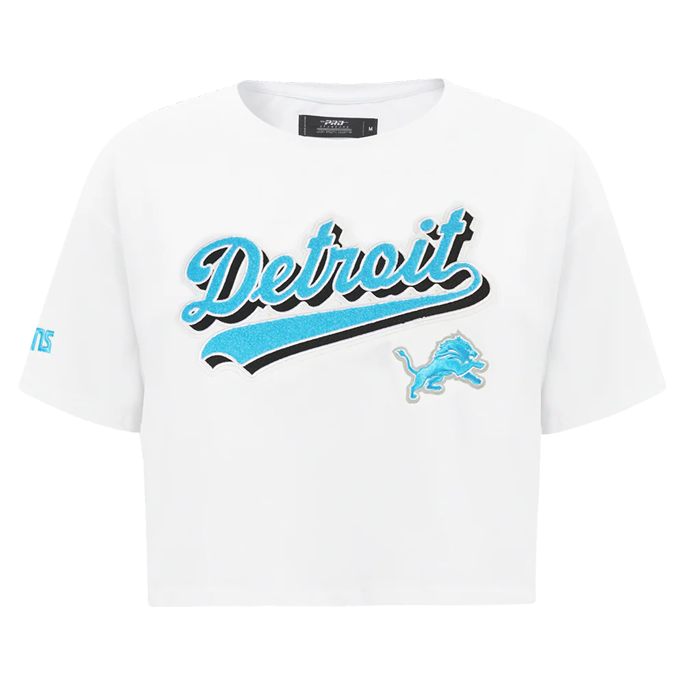 NFL DETROIT LIONS SCRIPT TAIL WOMEN'S SJ BOXY TEE (WHITE) - Image 5