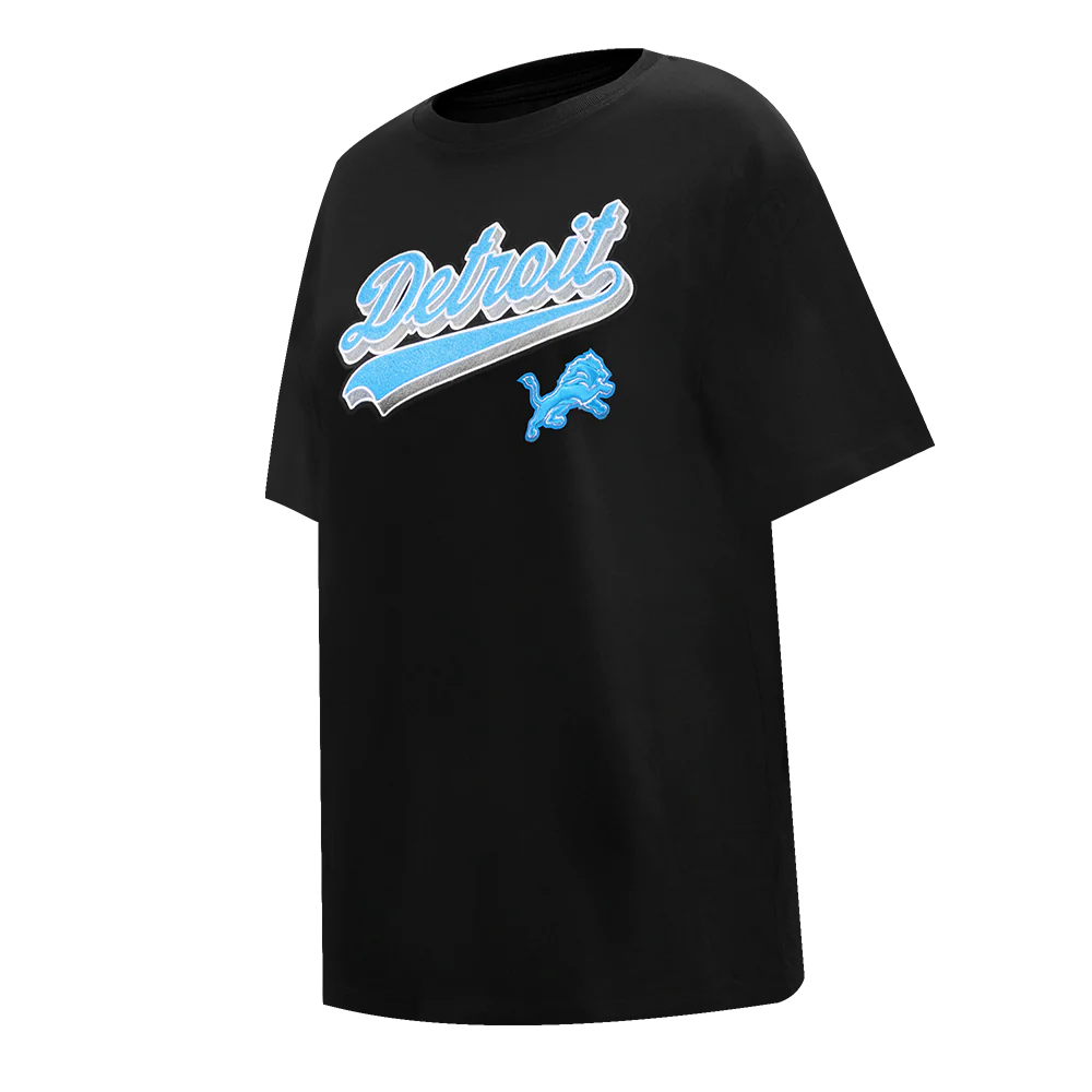 NFL DETROIT LIONS SCRIPT TAIL WOMEN'S BOYFRIEND TEE (BLACK) - Image 4