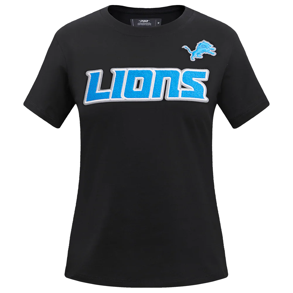 NFL DETROIT LIONS CLASSIC SHORT SLEEVE WOMEN'S SLIM FIT TEE (BLACK)