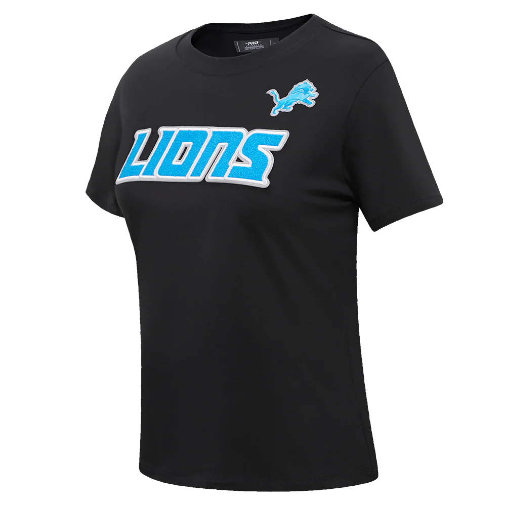 NFL DETROIT LIONS CLASSIC SHORT SLEEVE WOMEN'S SLIM FIT TEE (BLACK) - Image 2