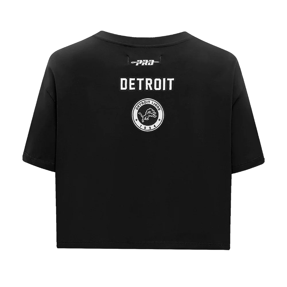 NFL DETROIT LIONS PEARLS WOMEN'S SINGLE JERSEY BOXY TEE (BLACK) - Image 3