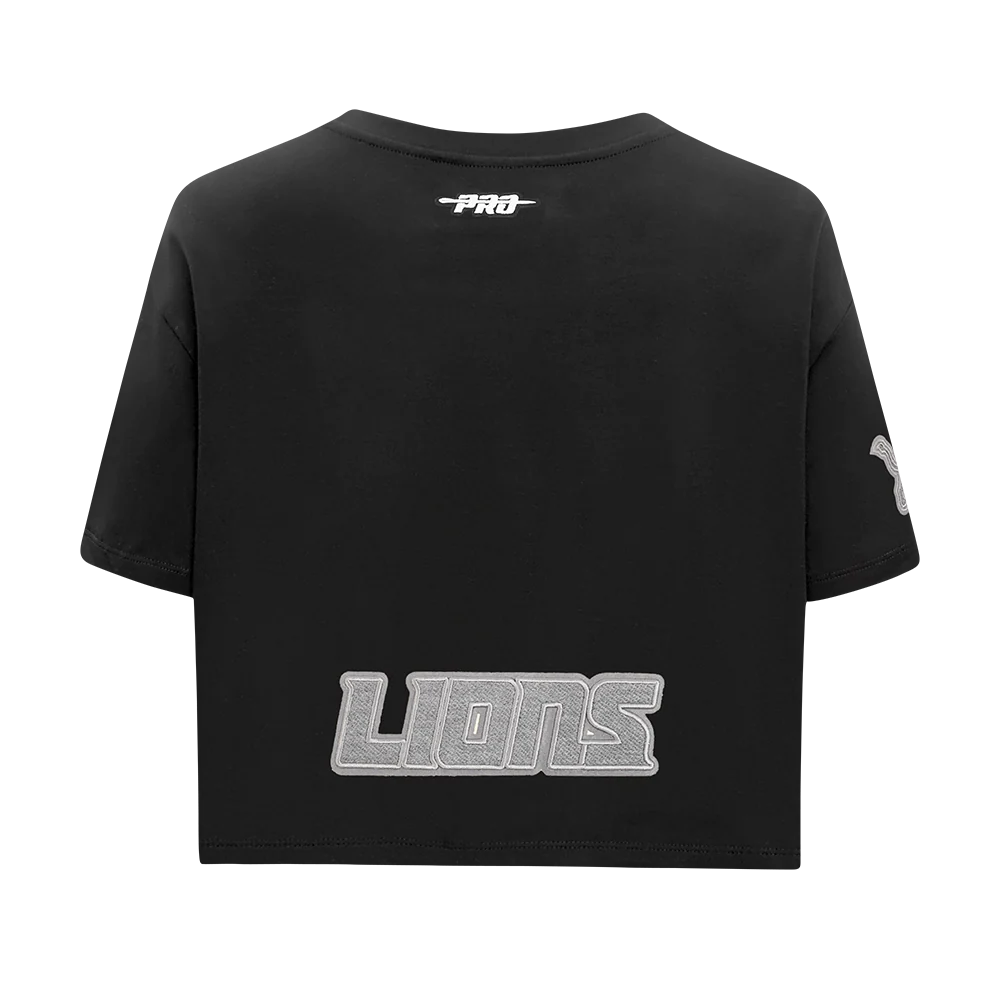 NFL DETROIT LIONS REVERSE FRENCH TERRY WOMEN'S SINGLE JERSEY BOXY TEE (BLACK) - Image 3