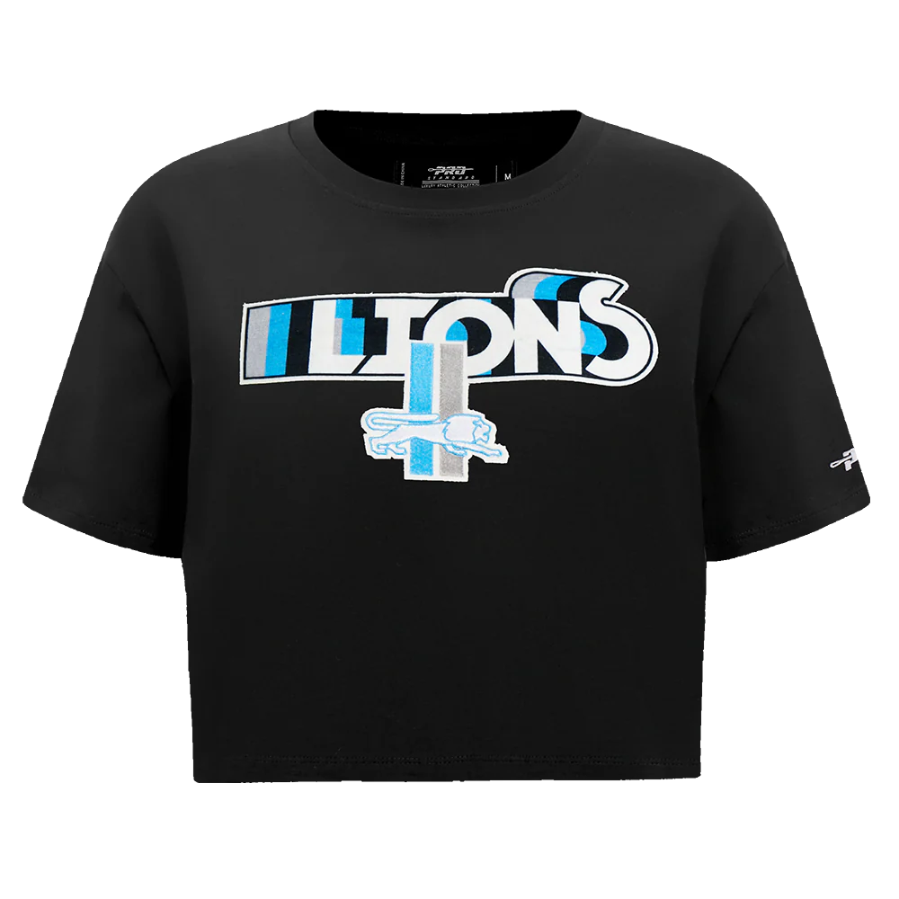 NFL DETROIT LIONS RETRO ELEVATION WOMEN'S SINGLE JERSEY BOXY TEE (BLACK)