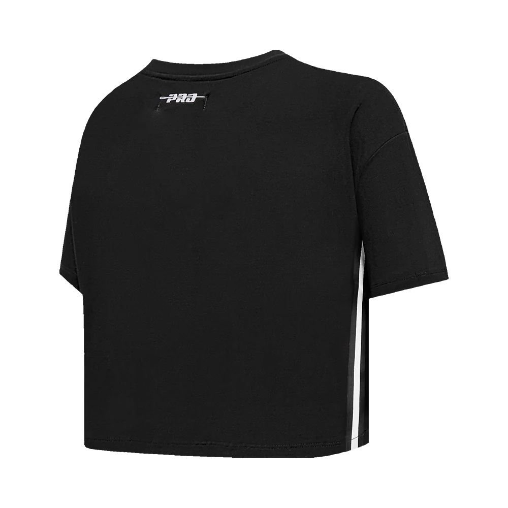 NFL DETROIT LIONS RETRO ELEVATION WOMEN'S SINGLE JERSEY BOXY TEE (BLACK) - Image 4