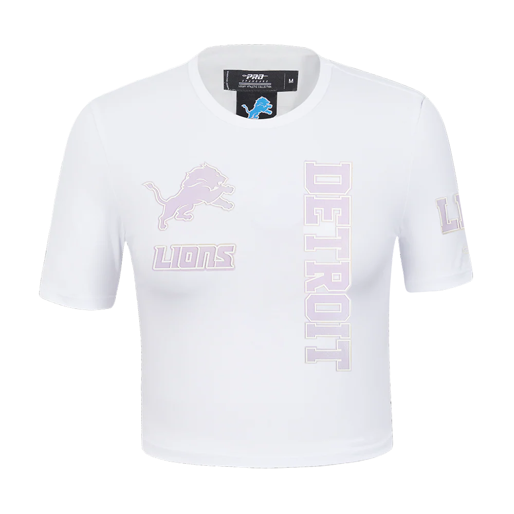 NFL DETROIT LIONS HOLOGRAM WOMEN'S SINGLE JERSEY BOXY TEE (WHITE)