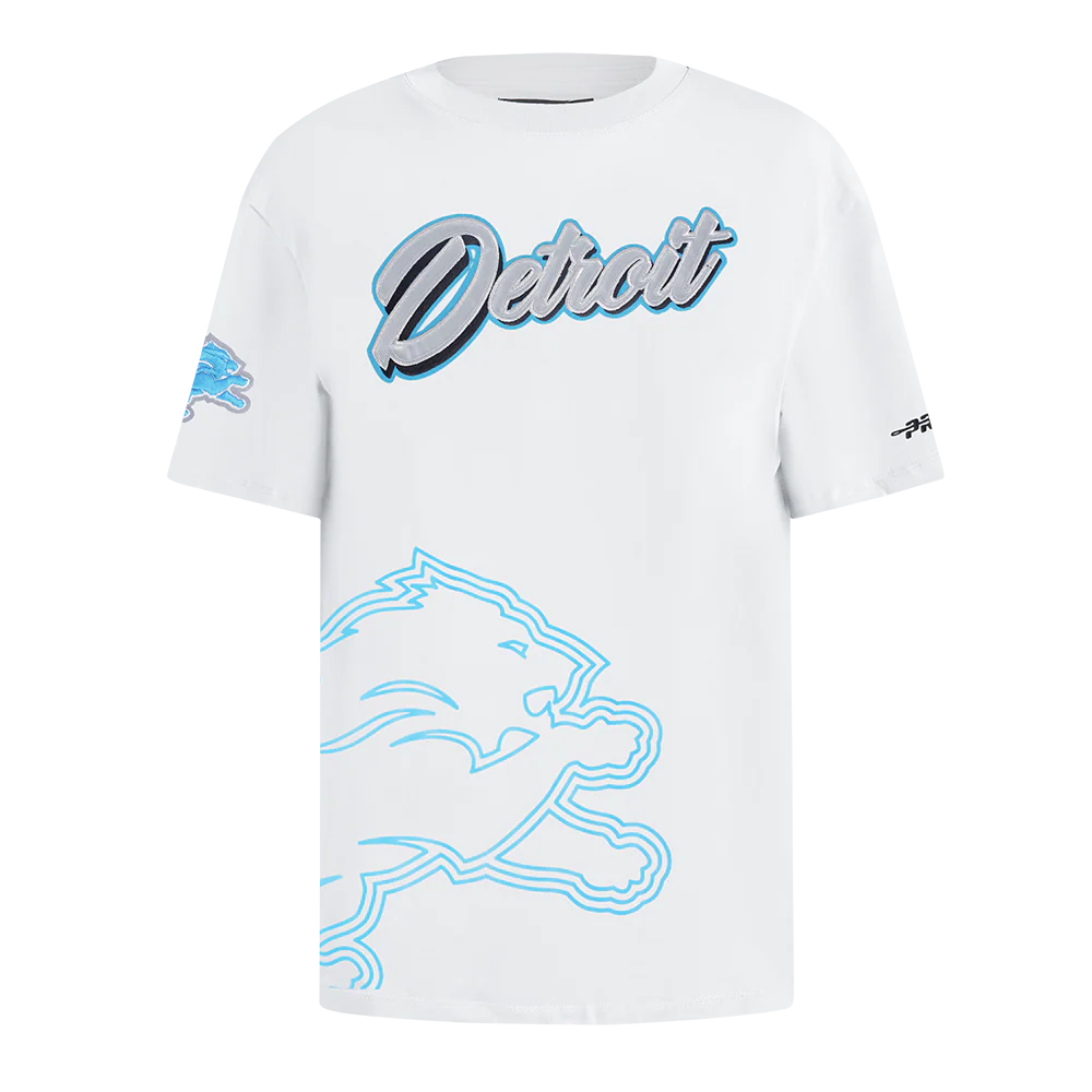NFL DETROIT LIONS SHEER INFLUENCE WOMEN'S BOYFRIEND TEE (WHITE)