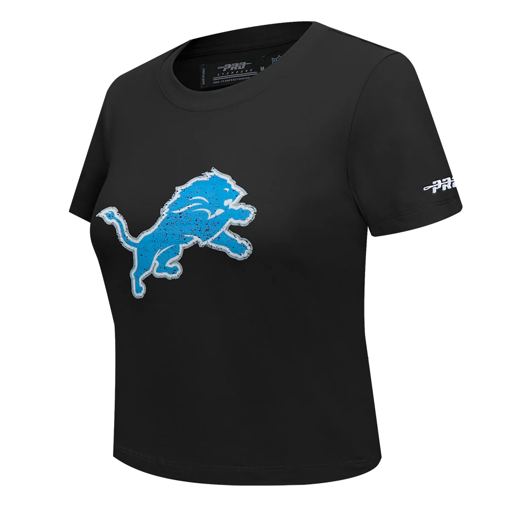 NFL DETROIT LIONS REBEL ATHLETICS WOMEN'S BABY DOLL TEE (BLACK) - Image 3