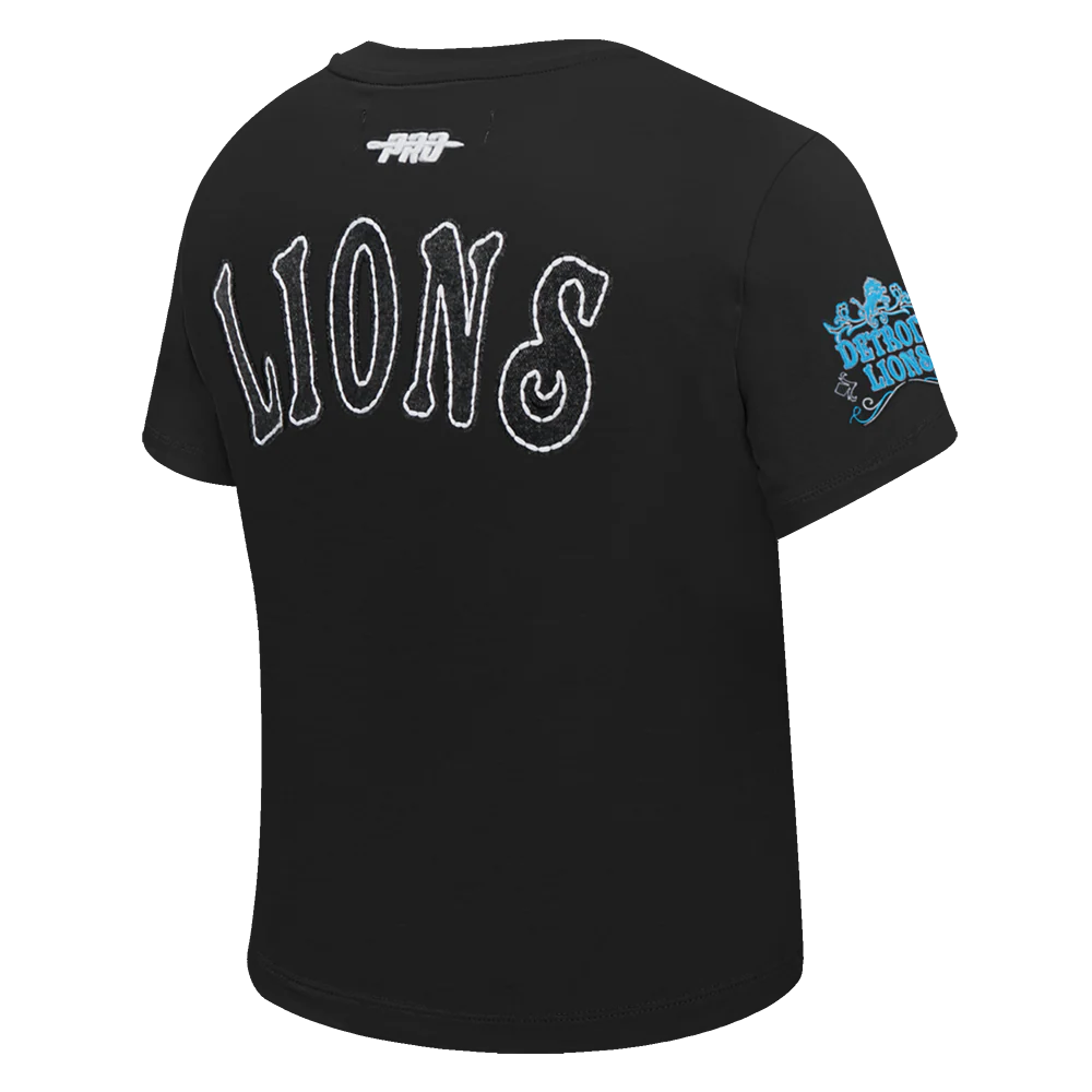 NFL DETROIT LIONS REBEL ATHLETICS WOMEN'S BABY DOLL TEE (BLACK) - Image 4