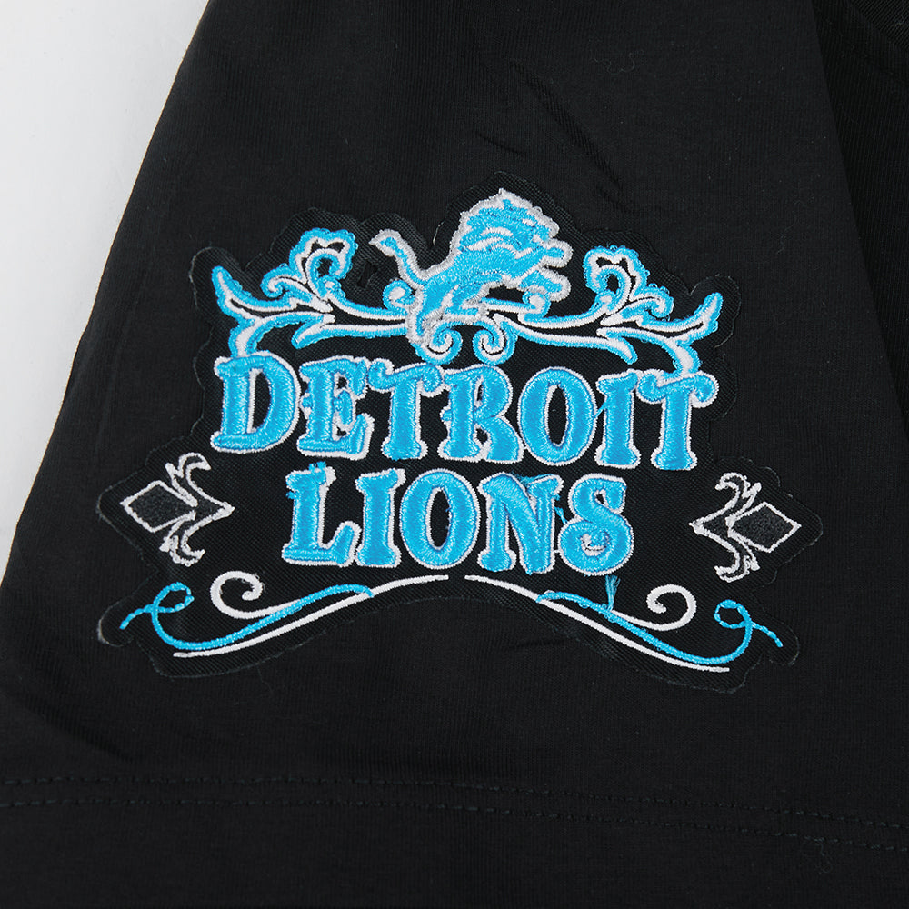 NFL DETROIT LIONS REBEL ATHLETICS WOMEN'S BABY DOLL TEE (BLACK) - Image 7