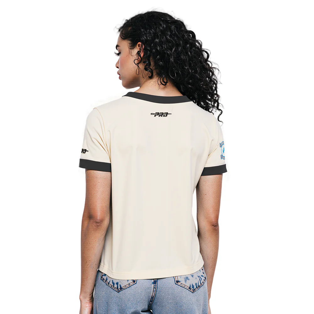 NFL DETROIT LIONS MODERN ORIGINALS WOMEN'S RINGER TEE (EGGSHELL/ BLACK) - Image 2