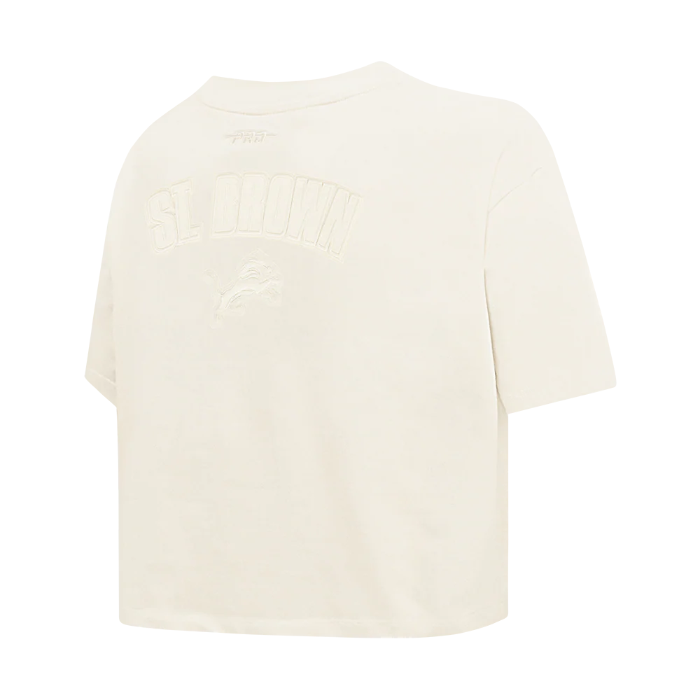 NFL DETROIT LIONS AMON RA ST. BROWN #14 NEUTRAL WOMEN'S SJ BOXY TEE (EGGSHELL) - Image 4