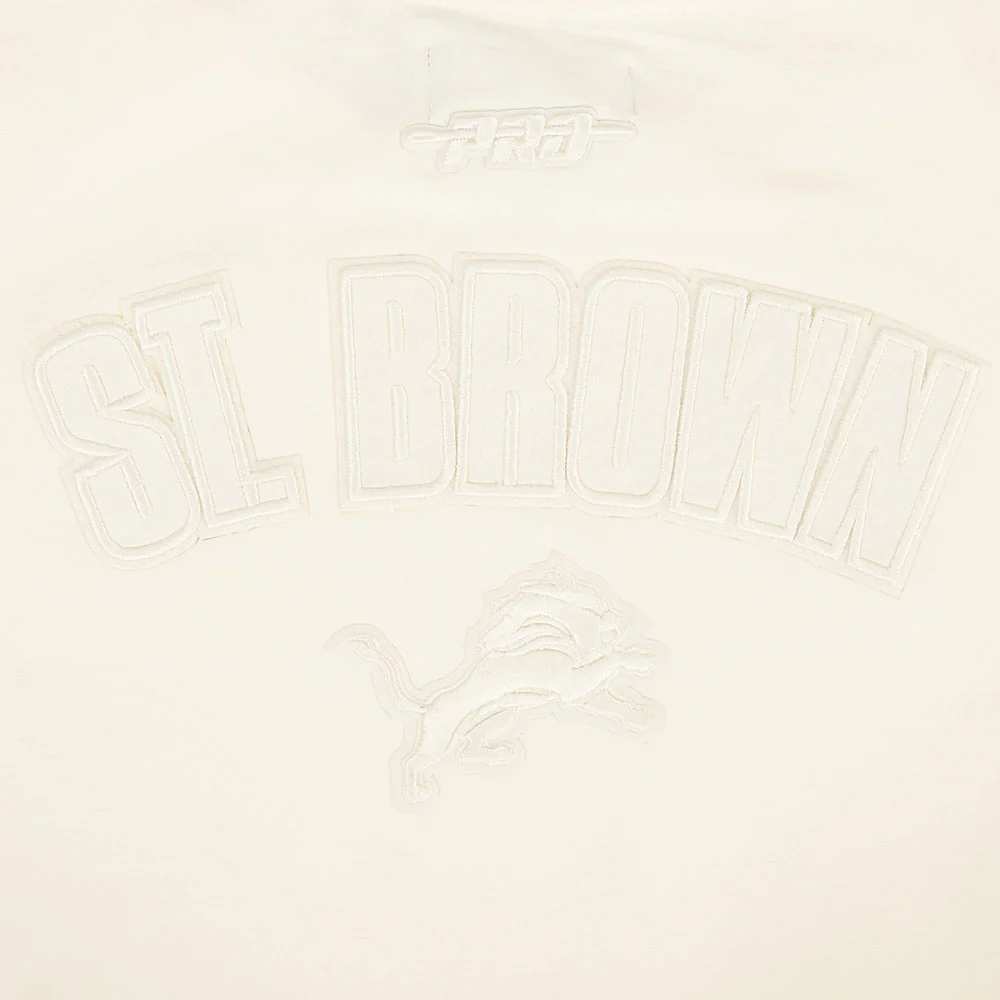NFL DETROIT LIONS AMON RA ST. BROWN #14 NEUTRAL WOMEN'S SJ BOXY TEE (EGGSHELL) - Image 5