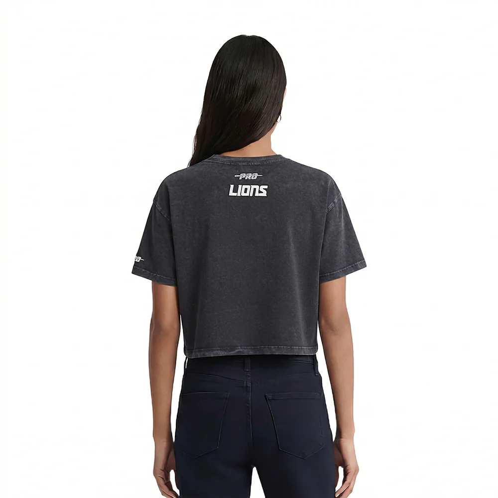NFL DETROIT LIONS TEAM CRYSTALLINE WOMEN'S S/S BOXY TEE (WASHED BLACK) - Image 2