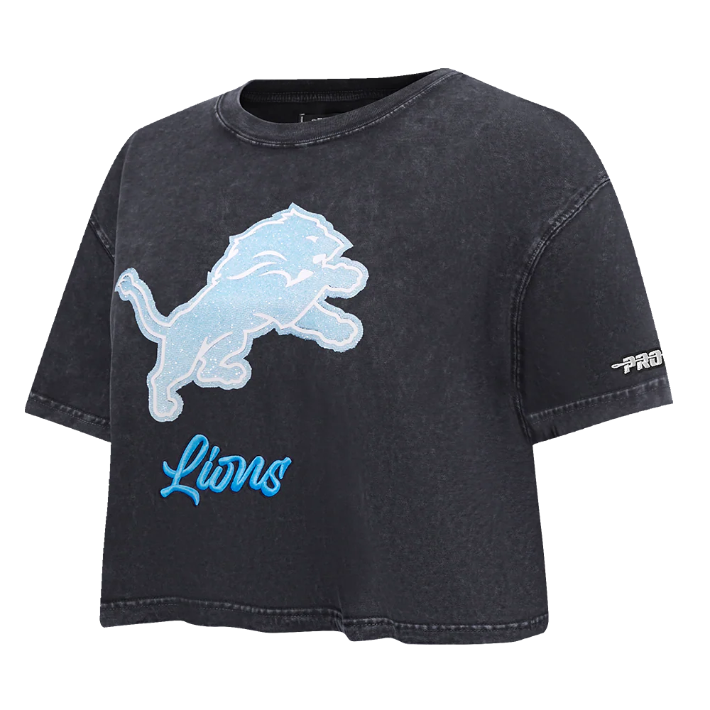 NFL DETROIT LIONS TEAM CRYSTALLINE WOMEN'S S/S BOXY TEE (WASHED BLACK) - Image 3