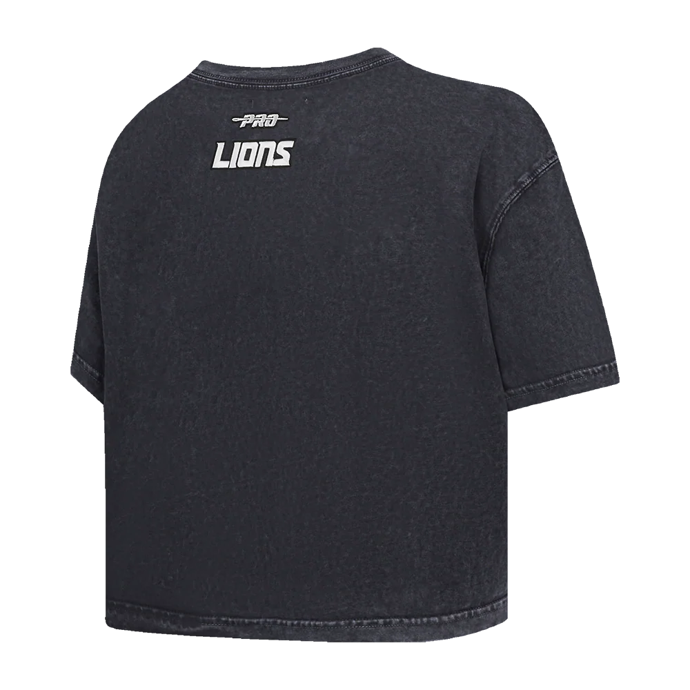 NFL DETROIT LIONS TEAM CRYSTALLINE WOMEN'S S/S BOXY TEE (WASHED BLACK) - Image 4