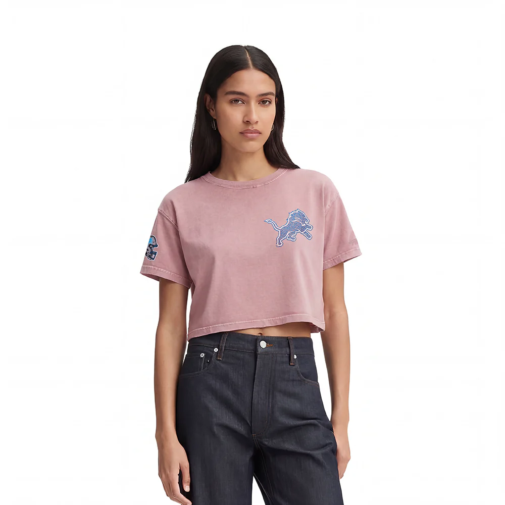 NFL DETROIT LIONS WASHED JEWELS WOMEN'S S/S BOXY TEE (WASHED MAUVE)