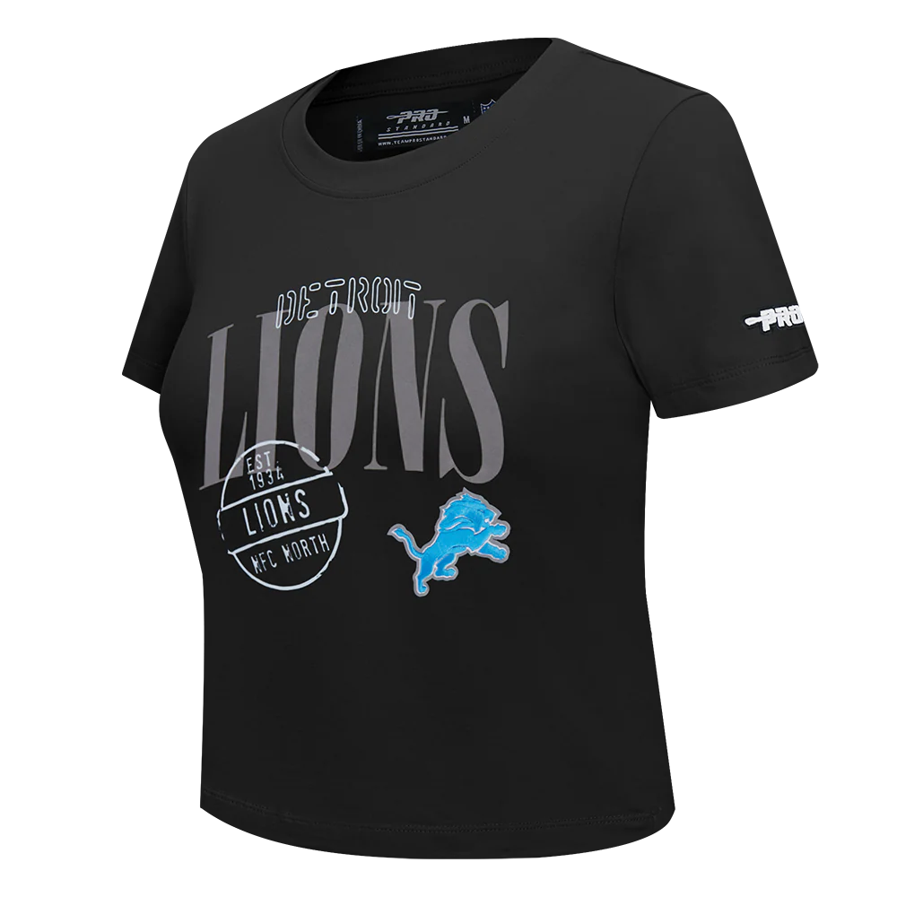 NFL DETROIT LIONS STAMPED WOMEN'S S/S SLIM TEE (BLACK) - Image 3