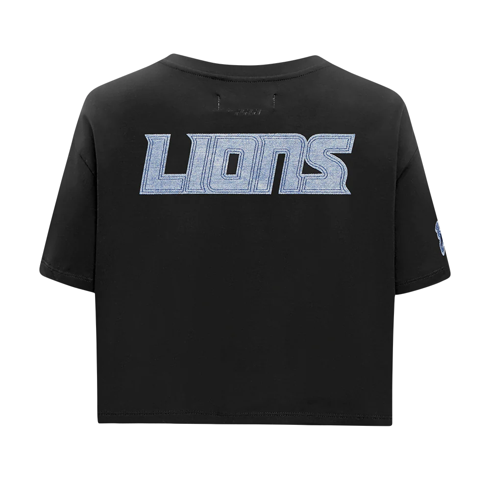 NFL DETROIT LIONS VARSITY BLUES WOMEN'S BOXY TEE (BLACK) - Image 10