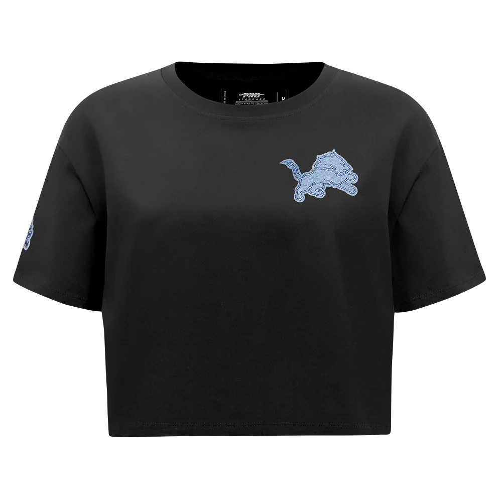 NFL DETROIT LIONS VARSITY BLUES WOMEN'S BOXY TEE (BLACK) - Image 8