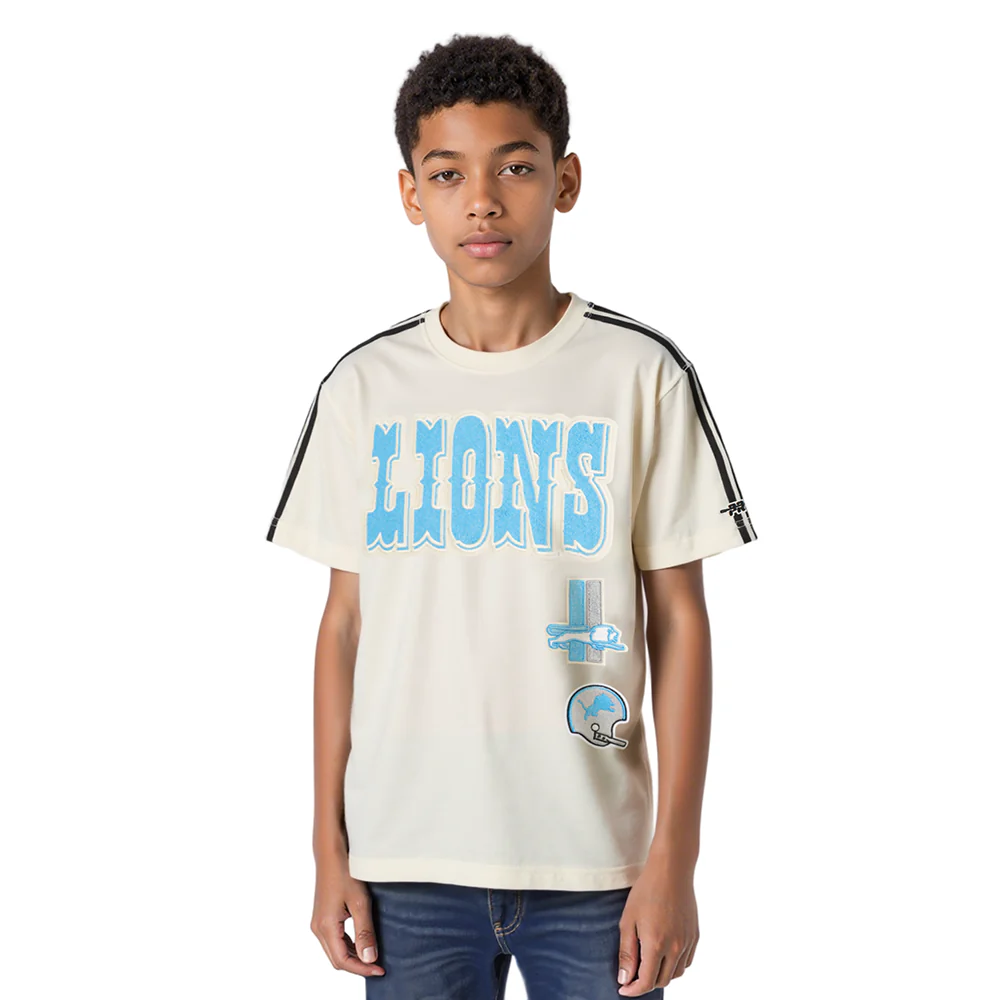 NFL DETROIT LIONS RETRO CLASSIC SINGLE JERSEY BIG BOYS SINGLE JERSEY TAPING TEE (EGGSHELL/ BLACK) - Image 6