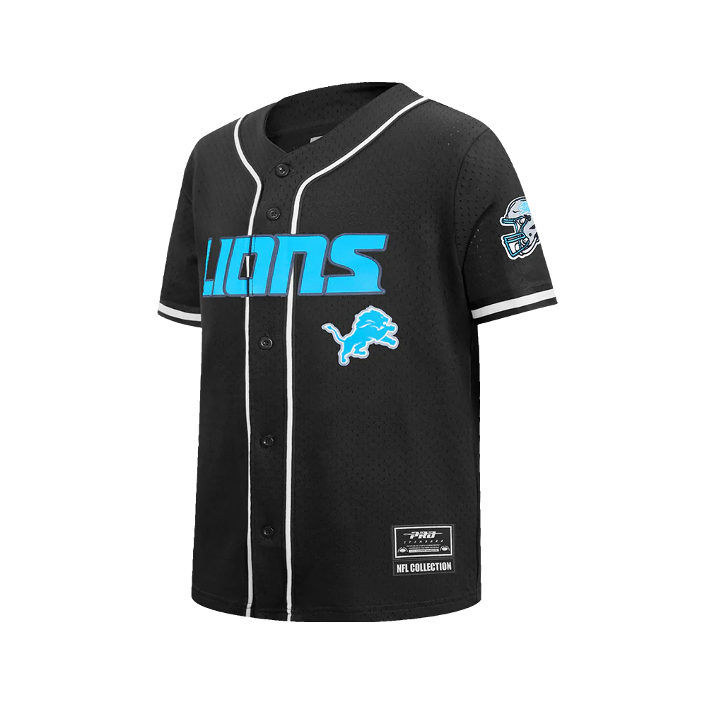 NFL DETROIT LIONS MESH BIG BOY'S MESH BUTTON DOWN SHIRT (BLACK) - Image 3